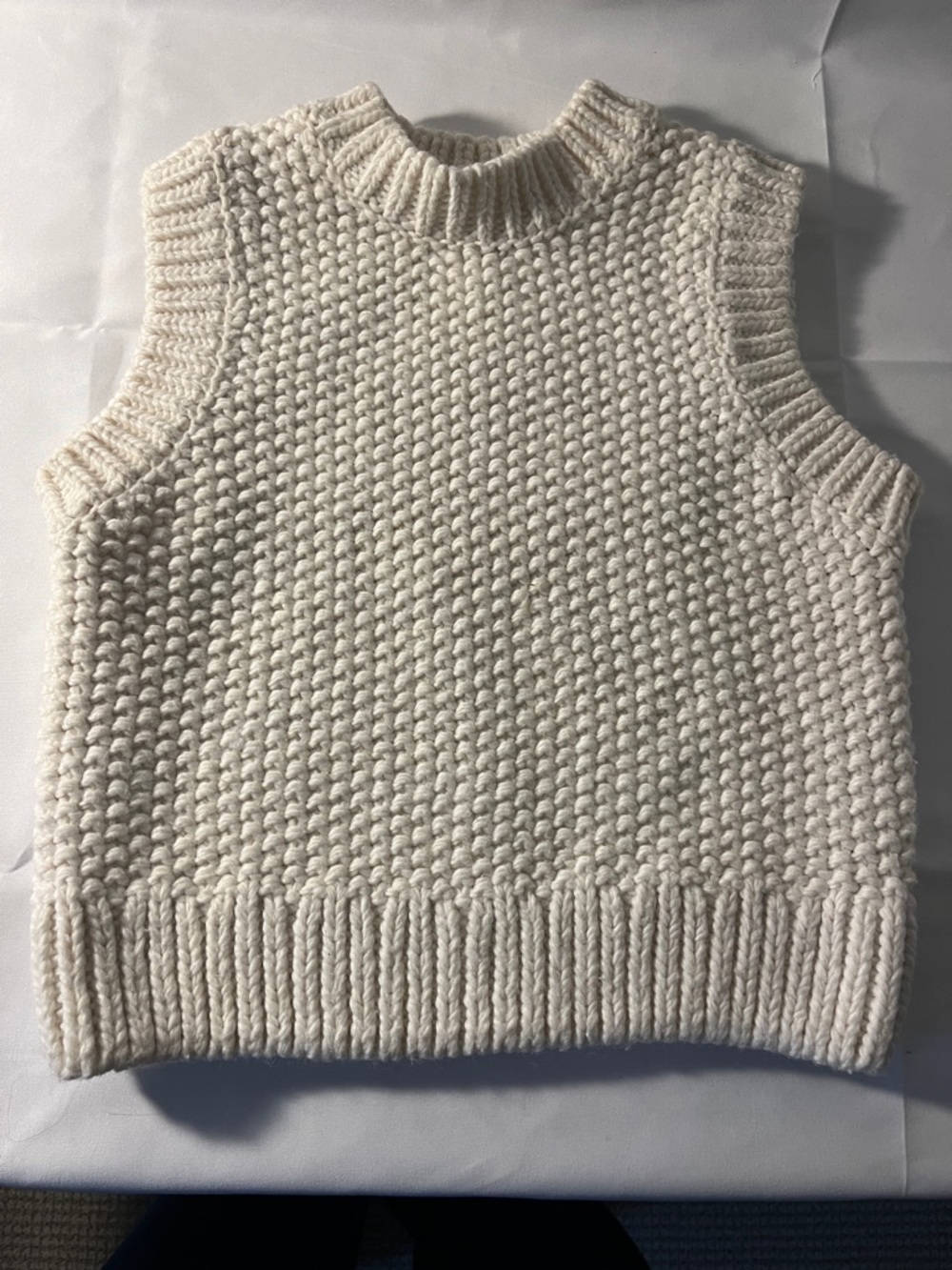 H&M Cream Chunky Knit Sleeveless Sweater Vest
